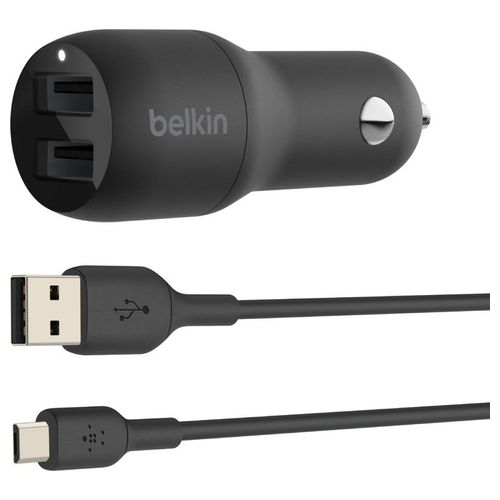 Belkin Boost Doppio Micro-USB a 2 Porte USB Caricabatteria da Auto per Kindle Usb da 24W Cavo Incluso