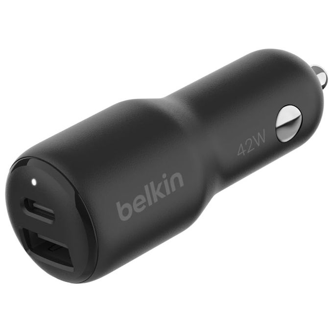 Belkin BoostCharge Doppio Caricabatteria da Auto da 42W con Ricarica Rapida USB-C PPS da 30W e Porte USB-A da 12W