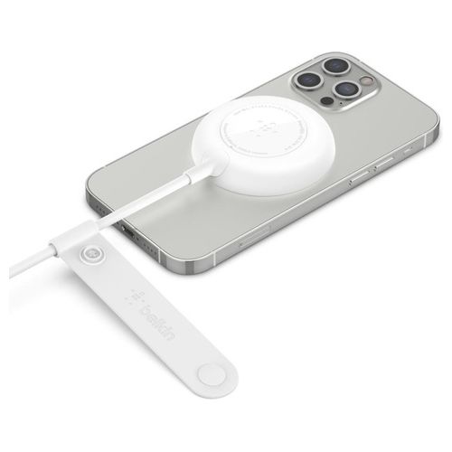 Belkin Caricabatteria Wireless Compatibile con MagSafe Alimentatore da 18W Incluso con Cavo 2mt per iPhone 12 Bianco