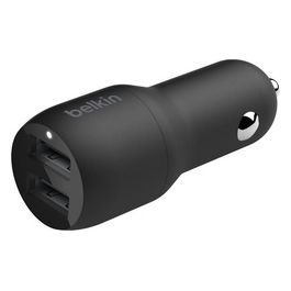 Doppio Caricabatteria da Auto USB da 24W Nero