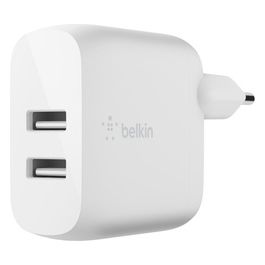 Belkin Doppio Caricabatteria da Parete Usb-A da 24W Boost Charge con Belkin BoostCharge Cavo Universale Ricarica Usb-C Lightning Micro-USB