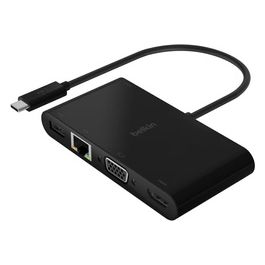 Belkin Multimediale USB-C Adattatore con Porte VGA HDMI 4K USB 3.0 ed Ethernet Alimentazione Passante da 100W
