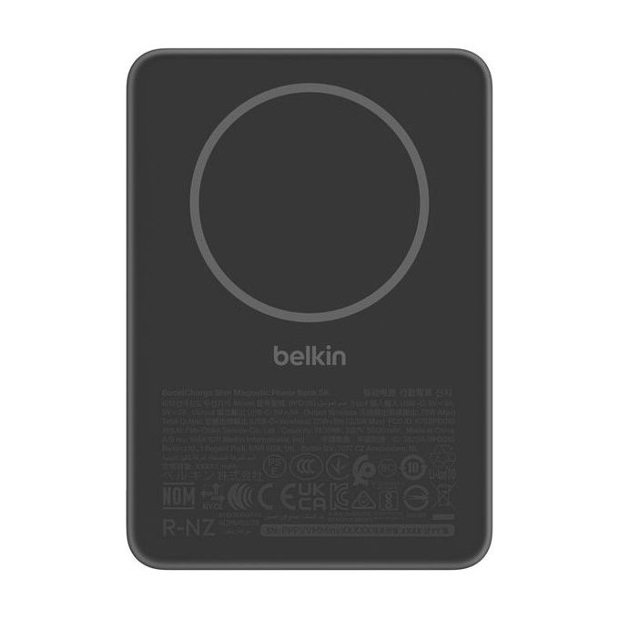 Belkin BPD010hqBK Power Bank Magnetica 5000 mAh Ricarica Wireless Slim 7.5W Nero