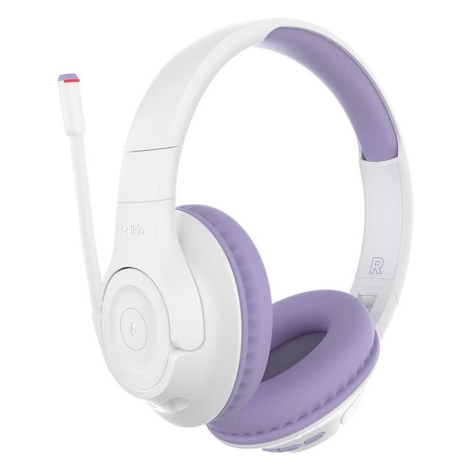 Belkin SoundForm Inspire Cuffie Wireless Over Ear con Microfono Integrato per Bambini Bianco/Lavanda