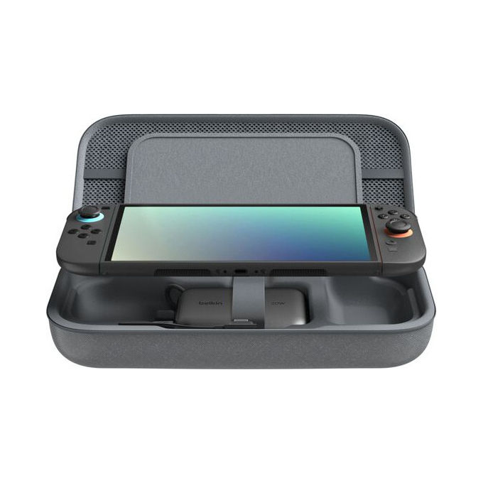Belkin, Valigia da Viaggio Nintendo Switch, Antracite con Ricarica e Powerbank 10K 20W