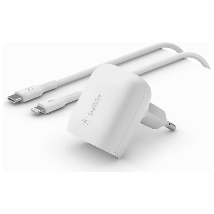 Belkin WCA006vf1MWH-B5 Caricabatterie da Parete con Pps Porta Usb-C PD 20W 1mt Pvc Bianco