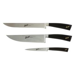 Elegance Coltello da Cucina Nero Lucido Set da Chef 3 Pezzi