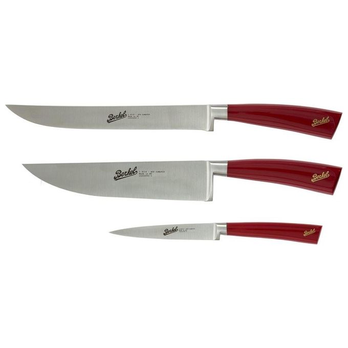 Berkel Elegance Coltello da Cucina Rosso Set da Chef 3 Pezzi