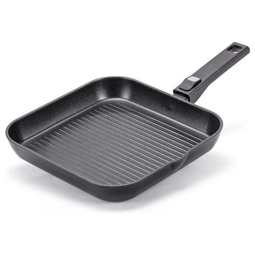 B.Future Click Bistecchiera Quadrata 28 cm Alluminio Forgiato Antiaderente Manico Removibile Induzione colore Nero