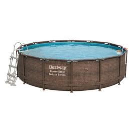 56664 Piscina Rotonda con bordi Rattan marrone 427x107H 13030L 