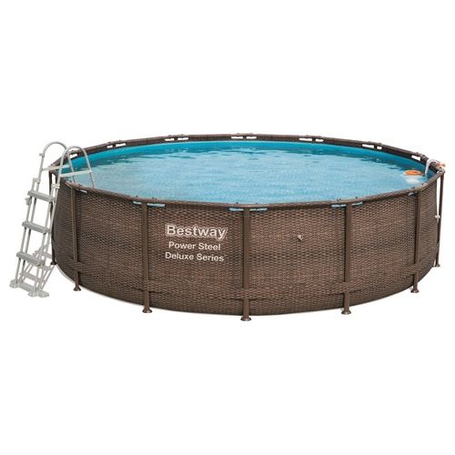 56664 Piscina Rotonda con bordi Rattan marrone 427x107H 13030L 