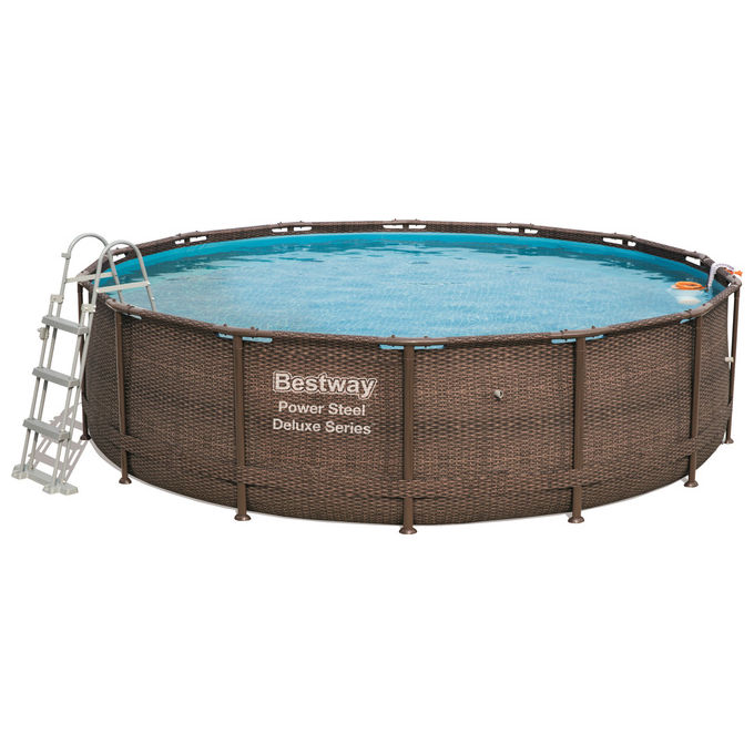 Bestway piscina fuori terra rotonda 427x107 cm 13030 l rattan marrone modello 56664