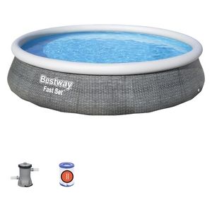 Bestway Fast Set Inflatable Pool Set Round Rattan 396x84c