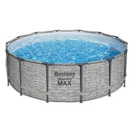 Bestway Piscina 5 Steel Pro Max Rotonda Accessoriata Grigio Pietra