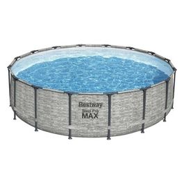 Bestway Piscina Steel Pro Max Rotonda Accessoriata Grigio Pietra