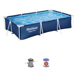 Bestway Set Piscina Fuori Terra Steel Pro Rettangolare da 300x201x66cm Pompa Azzurro