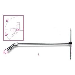 Chiave a t con Bussola Snodata tipo Normale, per Candele Dâ€™accensione Acciaio Cromato - ISO 11168 - 959mm 20,8
