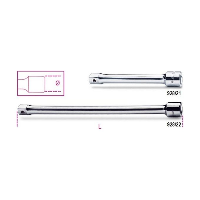 BETA Raccordo Prolunga per Chiavi a Bussola Acciaio Cromato - Uni-ISO 3316 din 3123 - 928-22 3-4 m.f. mm 380