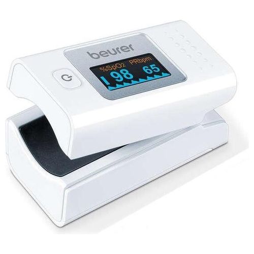 Beurer PO 35 Pulsossimetro per Monitoraggio della Saturazione di Ossigeno nel Sangue e del Battito Cardiaco Bianco