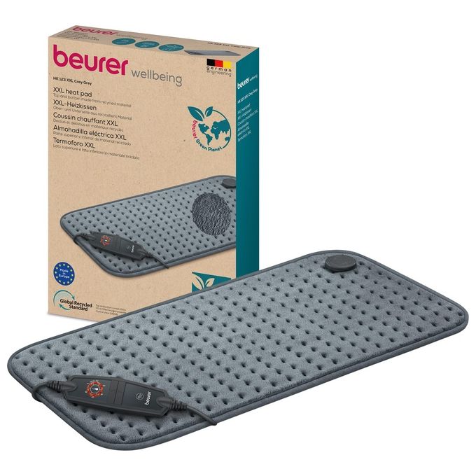 Beurer Termoforo HK 123 XXL Cosy Grey Green Planet Termoforo in Poliestere 6 Livelli Lavabile Autospegnimento