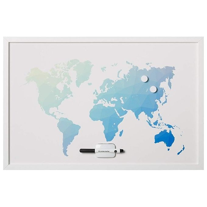 Bi-Office Lavagna Mappa Mondo Magnetica 60x40cm