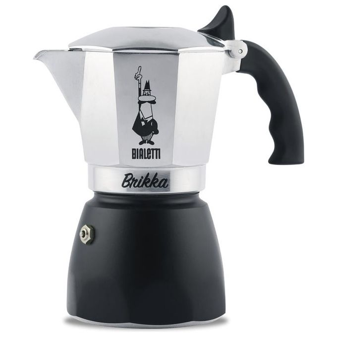 Bialetti Brikka 2 Tazze Moka Caffe' Design Compatto per Aromi Intensi e Gusto Ricco