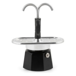 mini express caffettiera 2 tazze nero alluminio con erogatore diretto