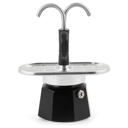 mini express caffettiera 2 tazze nero alluminio con erogatore diretto