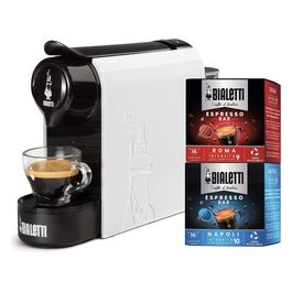 Bialetti Gioia Macchina Caffe' Espresso per Capsule in Alluminio Incluse 32 Capsule Supercompatta Serbatoio 500ml Bianco