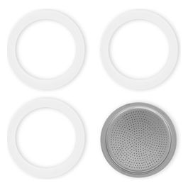 3 Guarnizioni e Filtro in alluminio per caffettiera moka 9 tazze