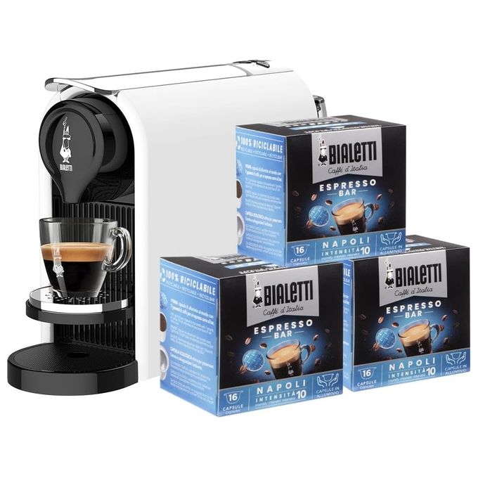 Bialetti Macchina Caffe' Gioia Plus Bianco Include 48 Capsule
