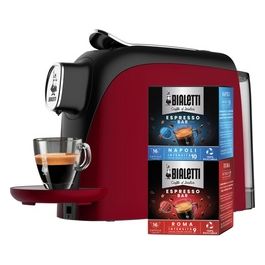 Mignon Macchina Caffè Espresso per Capsule in Alluminio Incluse 32 Capsule Compatta Serbatoio 500 ml Rosso