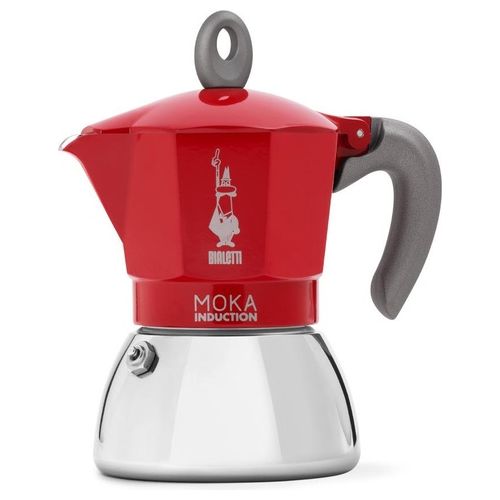 0006946 MOKA INDUCTION Caffettiera Moka 6 tazze 0,28 L Acciaio inox Alluminio colore Rosso