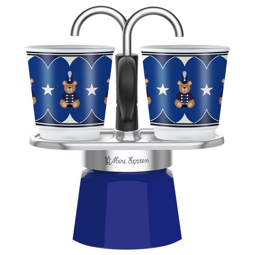 0005349 Mini Express Joyful Christmas Caffettiera Moka 2 tazze 100 ml Alluminio colore Blu