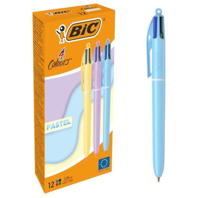 BIC 3086123740297 BIC 4 Colours Pastel Penna a Sfera Multifunzione Punta Media 1,0 mm 4 Colori in 1 Strumento Colore Assortiti Pastello