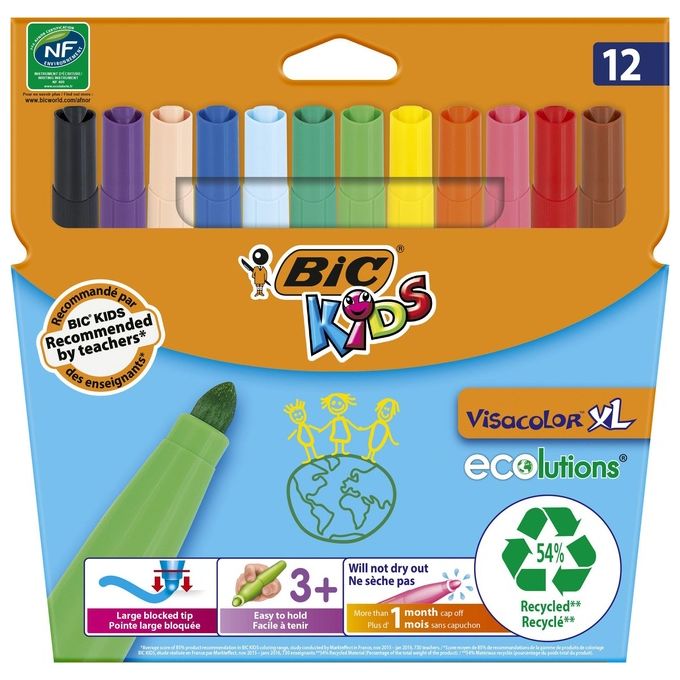 Bic Confezione 12 Pennarelli Kids XL Punta 4.5mm