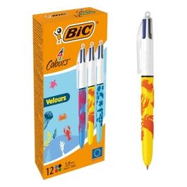 Confezione 12 Penne a Sfera 4 Colori Velours