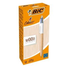 Bic Confezione 12 Penne 4 Colori Wood