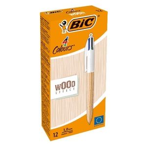 Bic Confezione 12 Penne 4 Colori Wood