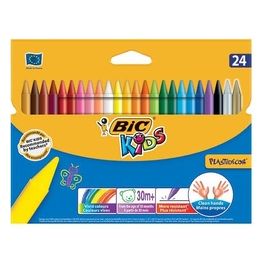 BIC Confezione 24 Pastelli a cera Colori Assortiti Serie kids Plastidecor