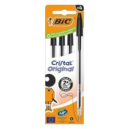 Confezione 4 Penne Cristal Medio Nero 1mm