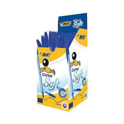 Bic Confezione 50 Penne Cristal Soft Punta Media Blu