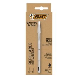 Bic Penna a Sfera Cristal Re New 1mm Nero 1+2 Refill