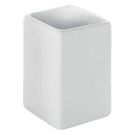 Bicchiere Porta Spazzolino Verbena Bianco Ceramica 10x6,5x6,5 Cm