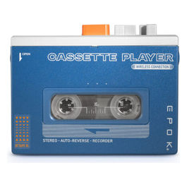 Big Ben, Lettore Cassette Portatile Bluetooth, Arancione, Blu, con Cuffie e Funzione Auto Reverse