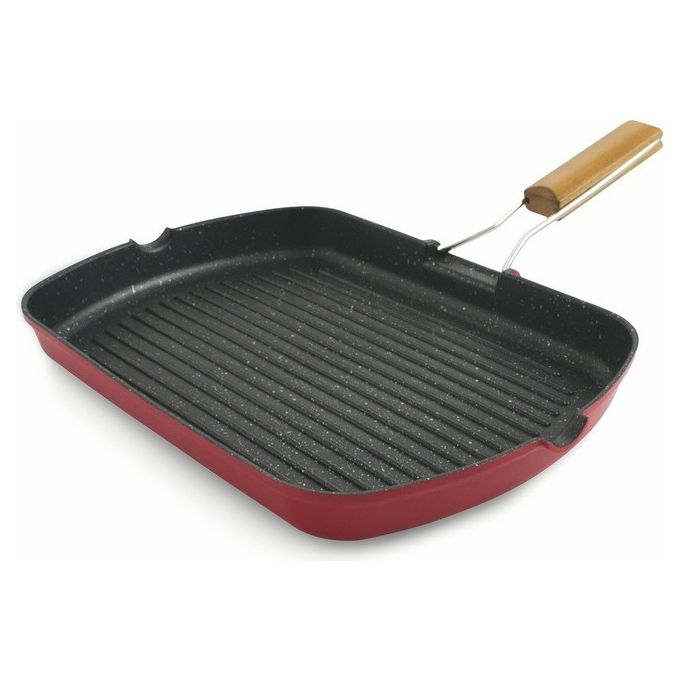 Bistecchiera 25X36 Manico Pieghevole Induzione Rossa