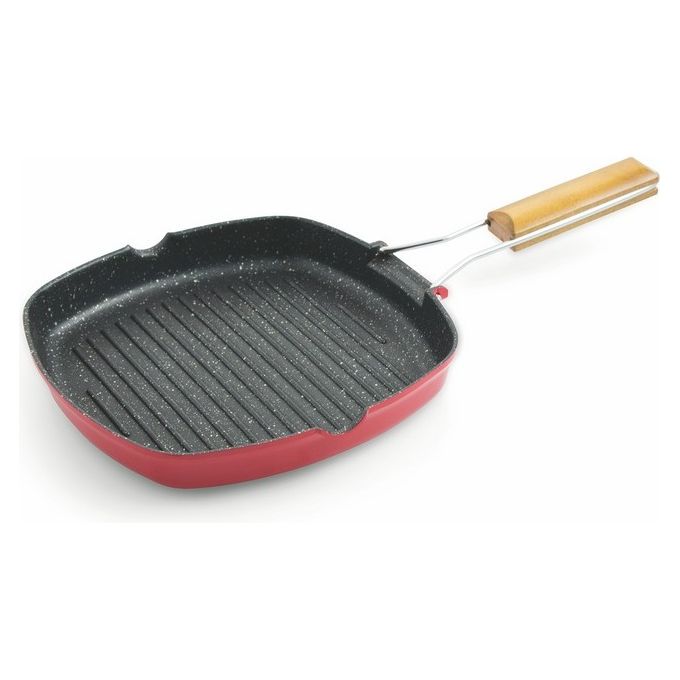 Bistecchiera 28X28 Manico Pieghevole Induzione Rossa