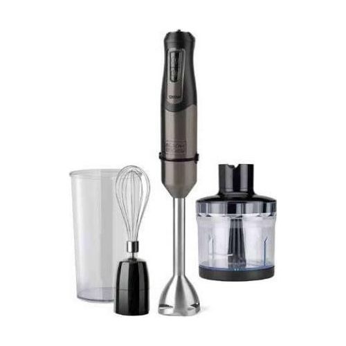 Black+decker BXHBA1200E Frullatore ad Immersione 1200W 20 Velocità Turbo 4 Lame Inox Tritatutto 350ml Bicchiere 500ml Frusta BPA Free colore Nero