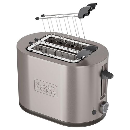 Black e Decker BXTOA901E Tostapane 2 Fette Potenza 900 Watt 7 Livelli di Cottura Funzione Scongelamento e Vassoio Raccoglibriciole