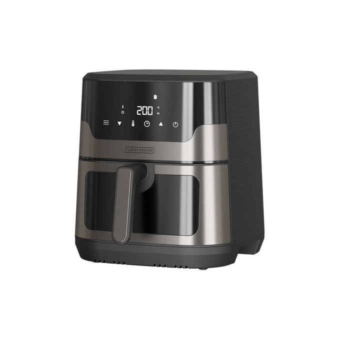 Black+Decker BXAF8001E Friggitrice ad Aria 1700W 8 Programmi 8-9 Persone Display Touch 8 Litri